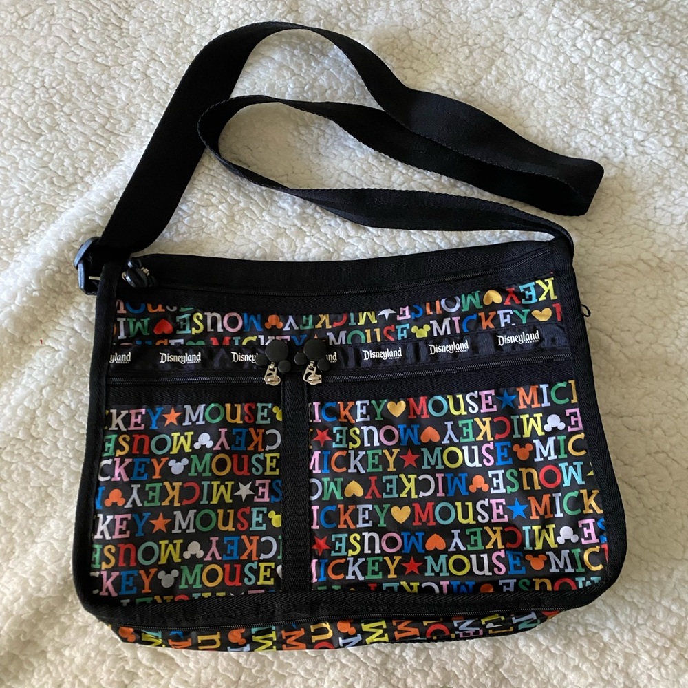Disneyland Resort Mickey Mouse Nylon Crossbody Handbag Purse Expandable, box-F